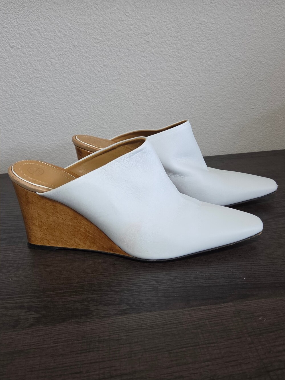 The Row Flora Wedge White Leather Mule - Women's Slip-On Shoe
